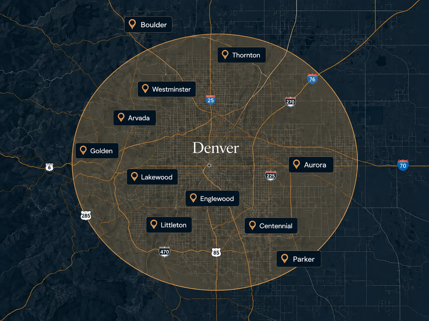 Denver Metro commercial cleaning service areas map