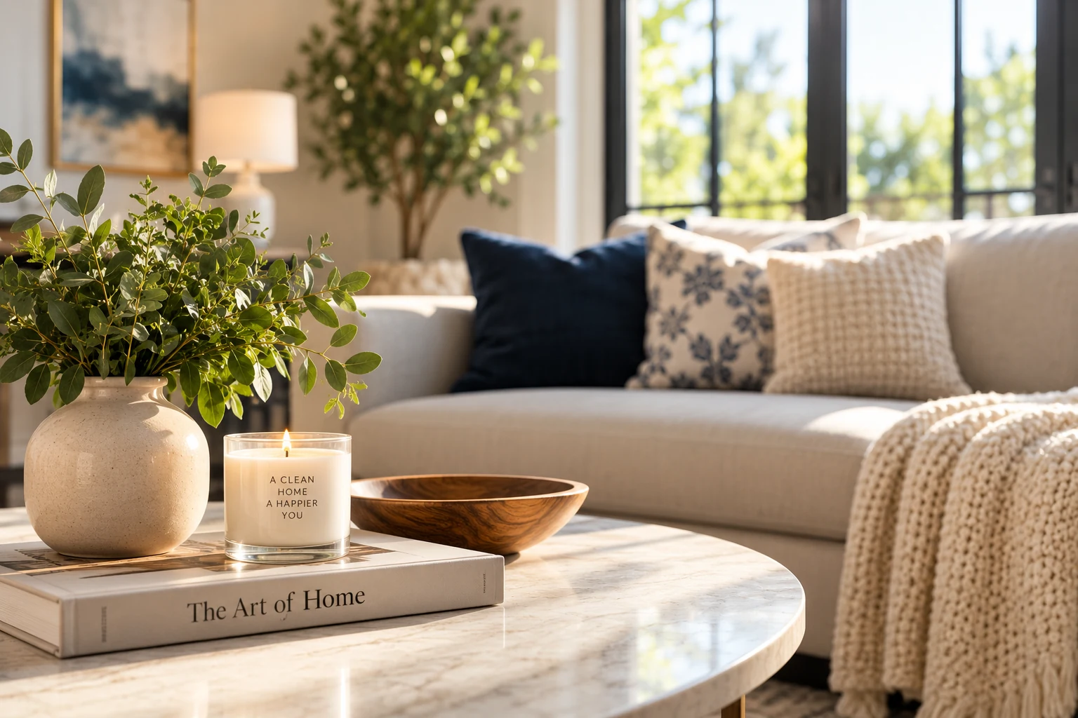 Bright spotless residential living room